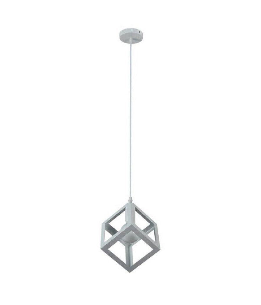 Lampadario Da Soffitto A Sospensione A Forma Di Cubo 3d Portalampada E27 A24  Bianco       