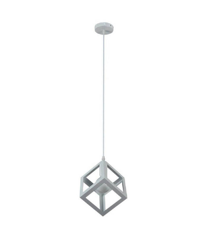 Lampadario Da Soffitto A Sospensione A Forma Di Cubo 3d Portalampada E27 A24  Bianco       
