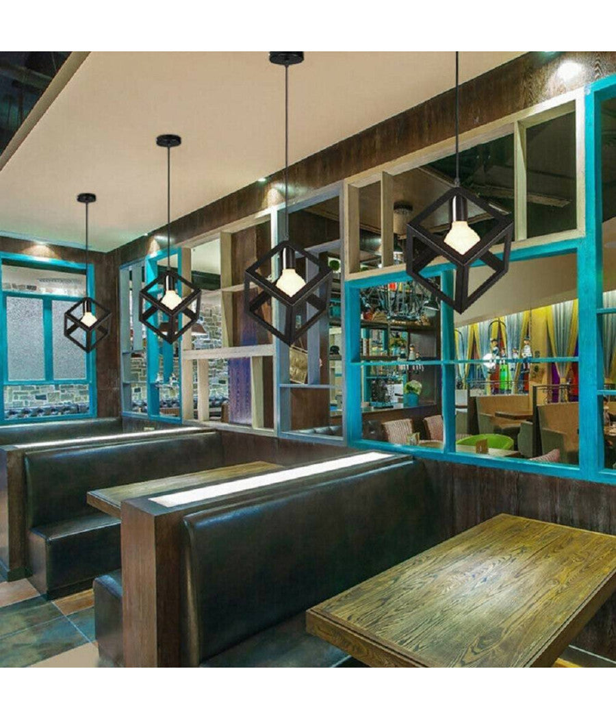 Lampadario Da Soffitto A Sospensione A Forma Di Cubo 3d Portalampada E27 A24         