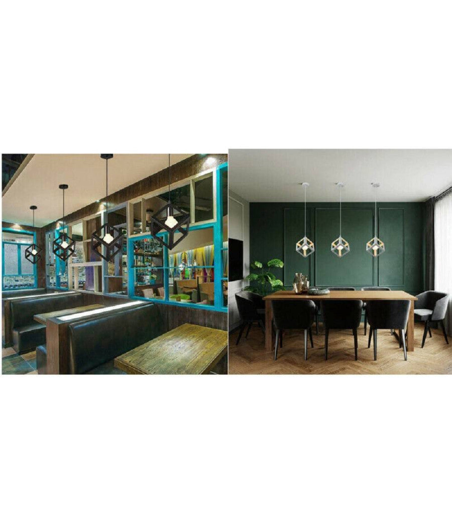 Lampadario Da Soffitto A Sospensione A Forma Di Cubo 3d Portalampada E27 A24         