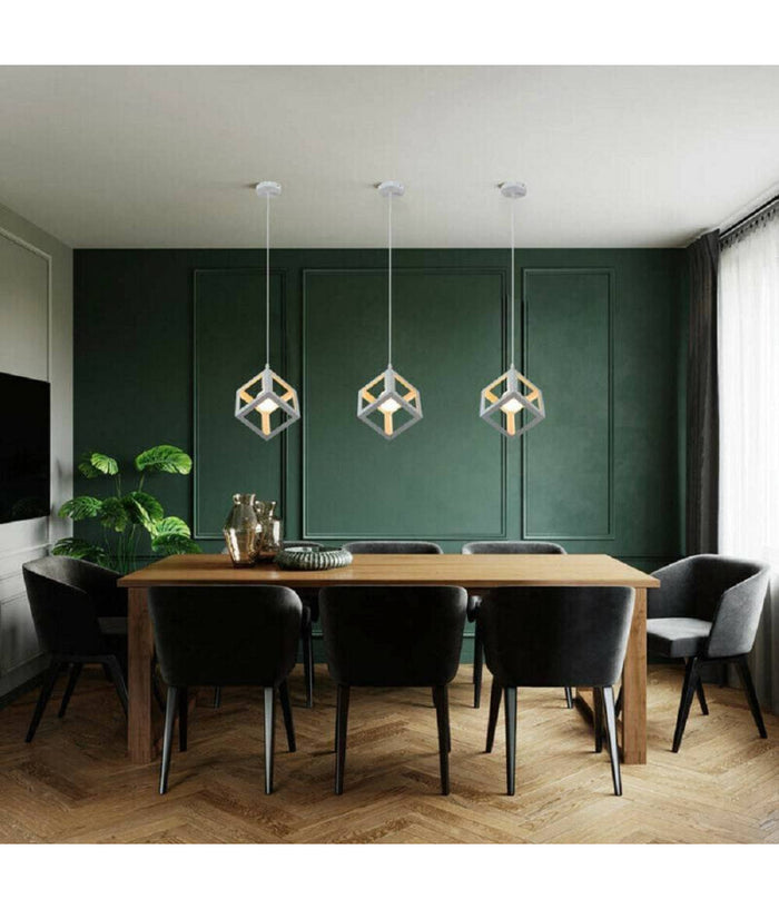 Lampadario Da Soffitto A Sospensione A Forma Di Cubo 3d Portalampada E27 A24         