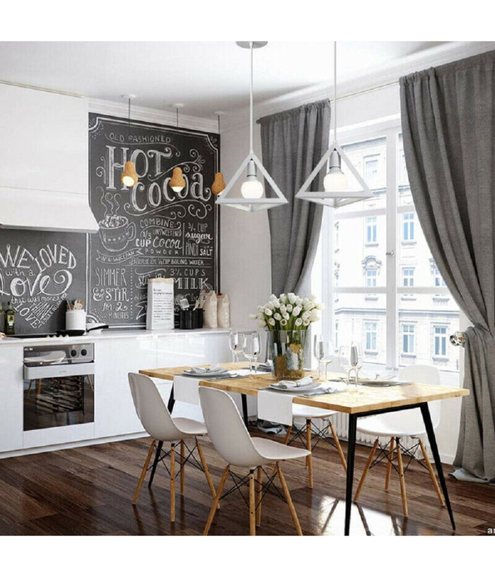 Lampadario Da Soffitto A Sospensione Forma Di Triangolo 3d Portalampada E27 A35  Bianco       