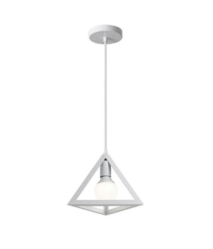 Lampadario Da Soffitto A Sospensione Forma Di Triangolo 3d Portalampada E27 A35  Bianco       