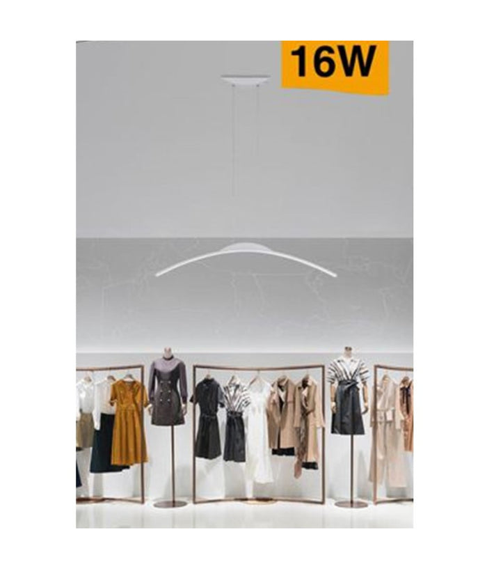 Lampadario Da Soffitto A Sospensione Led 16w Curvato Luce 3000k 6500k 4000k B68-b  -bianco Freddo      -