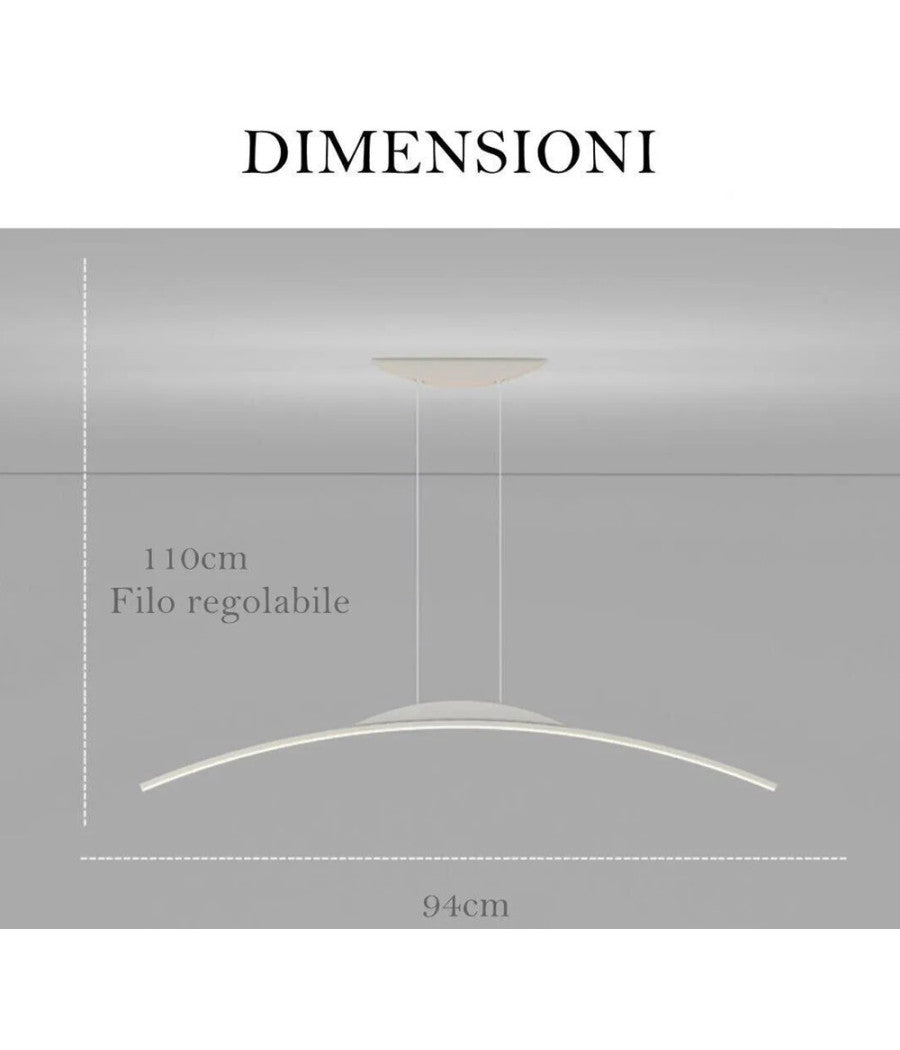 Lampadario Da Soffitto A Sospensione Led 16w Curvato Luce 3000k 6500k 4000k B68-b         