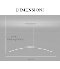 Lampadario Da Soffitto A Sospensione Led 16w Curvato Luce 3000k 6500k 4000k B68-b         