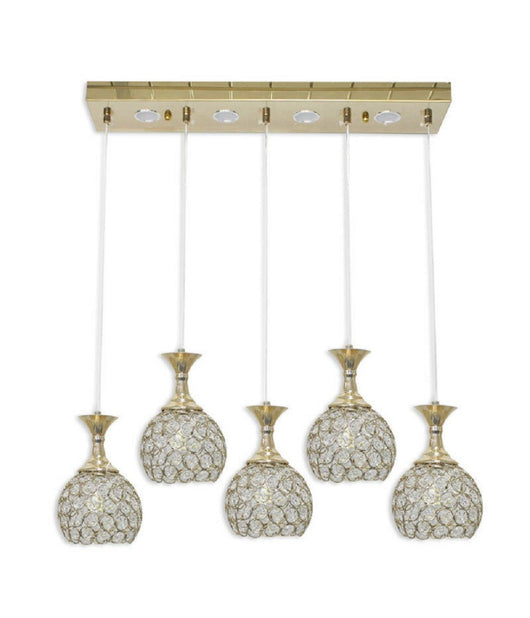 Lampadario Da Soffitto A Sospensione Plafoniera Sfere Cristalli Attacco G9 B26  Oro       