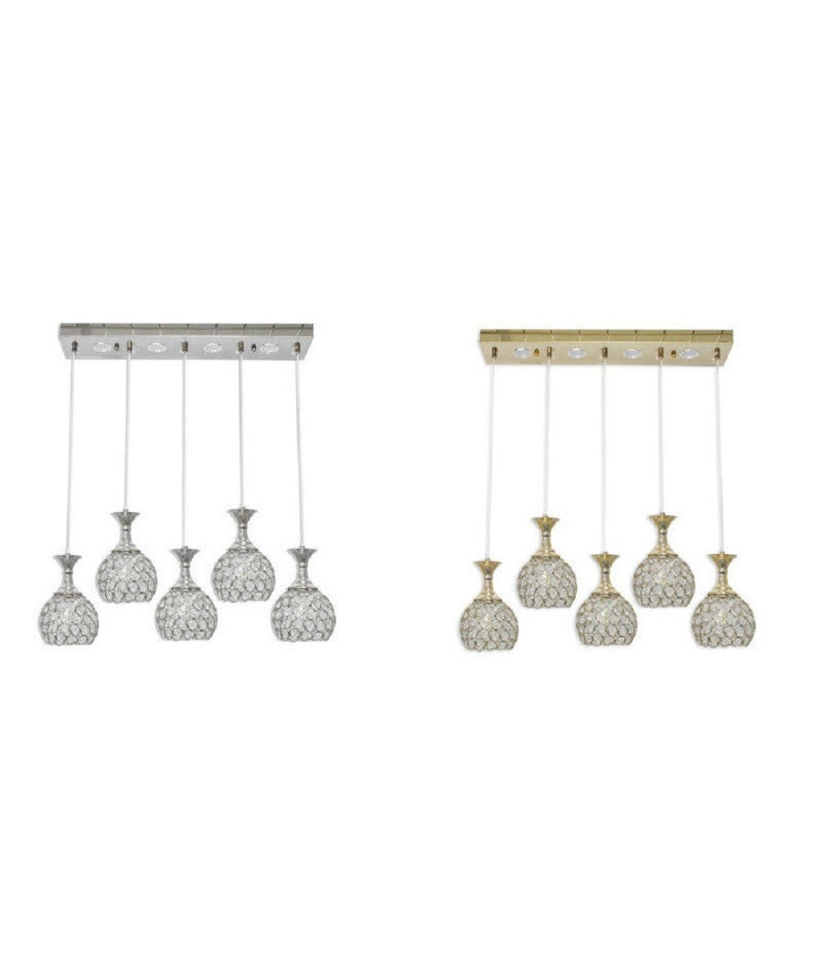 Lampadario Da Soffitto A Sospensione Plafoniera Sfere Cristalli Attacco G9 B26         