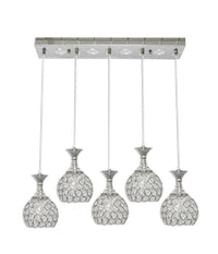 Lampadario Da Soffitto A Sospensione Plafoniera Sfere Cristalli Attacco G9 B26  Argento       