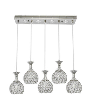 Lampadario Da Soffitto A Sospensione Plafoniera Sfere Cristalli Attacco G9 B26  Argento       