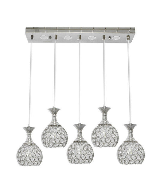 Lampadario Da Soffitto A Sospensione Plafoniera Sfere Cristalli Attacco G9 B26  Argento       