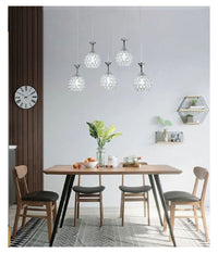 Lampadario Da Soffitto A Sospensione Plafoniera Sfere Cristalli Attacco G9 B26  Argento       