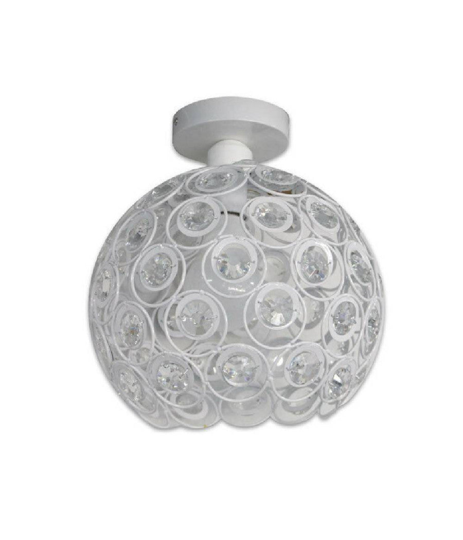 Lampadario Da Soffitto A Sospensione Plafoniera Sfere Cristallo Lampada E27 C23  Bianco       
