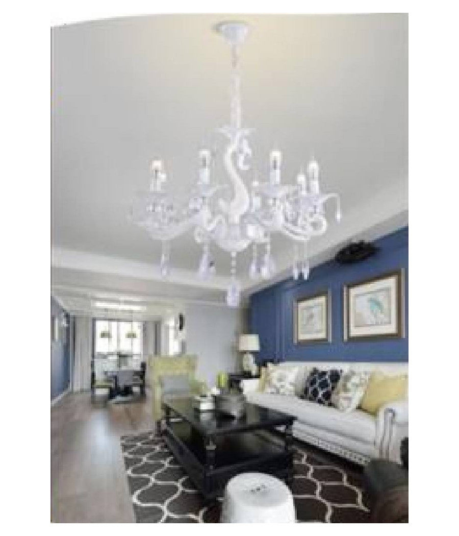 Lampadario Da Soffitto Classico 8 Bracci Attacco E14 Vetro Cristallo A15-8         