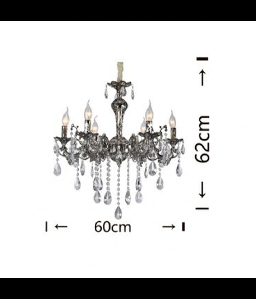 Lampadario Da Soffitto Design Classico 6 Bracci Con Pendenti Attacco E14 A03-6         