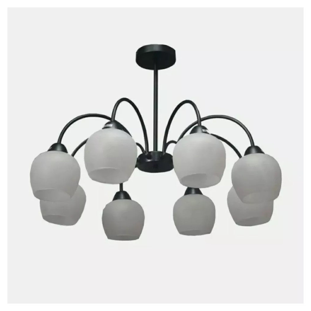 Trade Shop - Lampadario Da Soffitto E27 8 Bracci Moderno Lampada Con Coppe In Vetro Sospesa 00934         