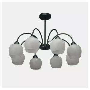 Trade Shop - Lampadario Da Soffitto E27 8 Bracci Moderno Lampada Con Coppe In Vetro Sospesa 00934         