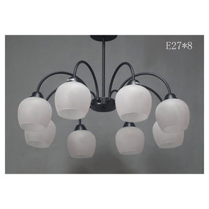 Trade Shop - Lampadario Da Soffitto E27 8 Bracci Moderno Lampada Con Coppe In Vetro Sospesa 00934         