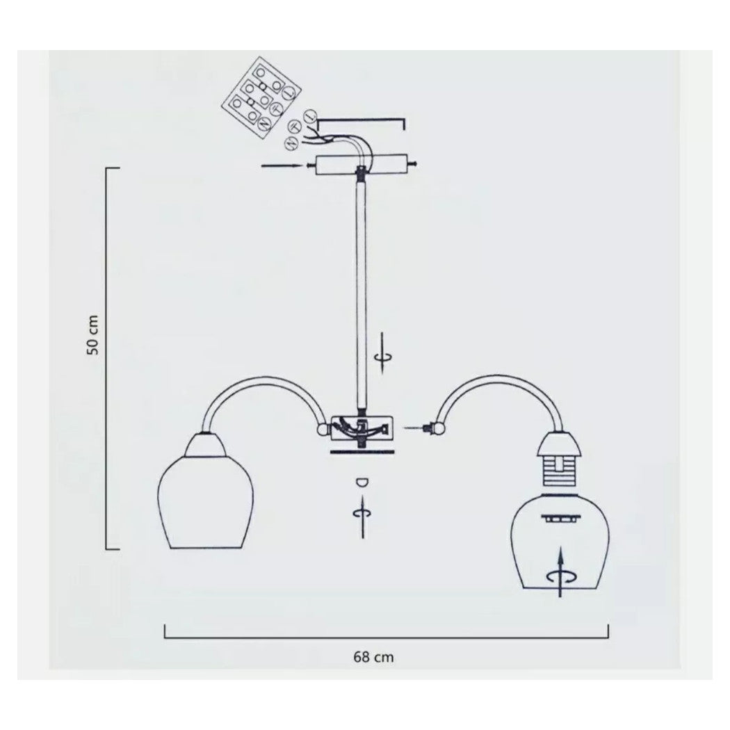 Trade Shop - Lampadario Da Soffitto E27 8 Bracci Moderno Lampada Con Coppe In Vetro Sospesa 00934         