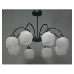 Trade Shop - Lampadario Da Soffitto E27 8 Bracci Moderno Lampada Con Coppe In Vetro Sospesa 00934         