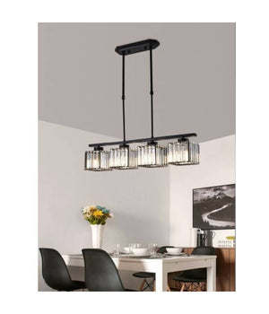 Lampadario Da Soffitto E27 Sospensione 4 Cubi Design Moderno Metallo Nero A32-4         
