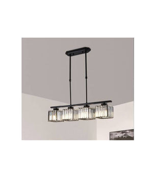 Lampadario Da Soffitto E27 Sospensione 4 Cubi Design Moderno Metallo Nero A32-4         