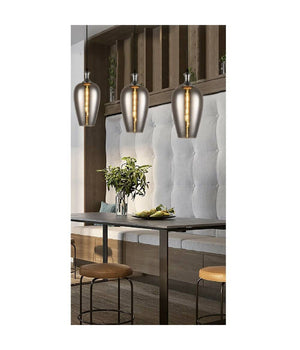 Lampadario Da Soffitto In Vetro Ambrato Lampada A Sospensione Ovale E27 A36-06         