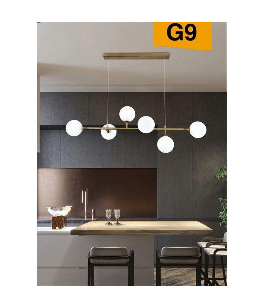Lampadario Da Soffitto Moderno A Sospensione Con 6 Sfere Attacco Lampadine G9 B88         