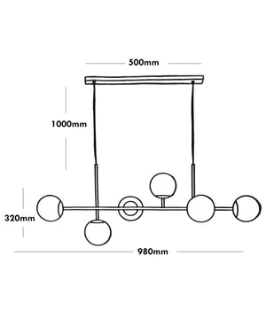 Lampadario Da Soffitto Moderno A Sospensione Con 6 Sfere Attacco Lampadine G9 B88         