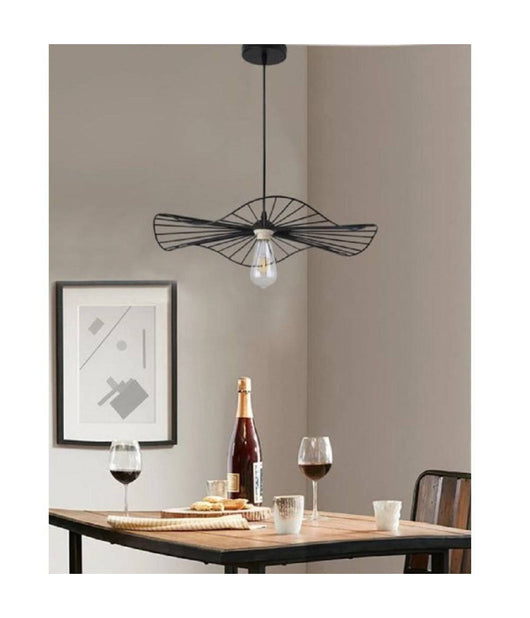 Lampadario Da Soffitto Pendente A Sospensione Rotonda Plafoniera Lampada E27 B31  Nero       