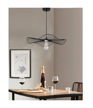 Lampadario Da Soffitto Pendente A Sospensione Rotonda Plafoniera Lampada E27 B31  Nero       