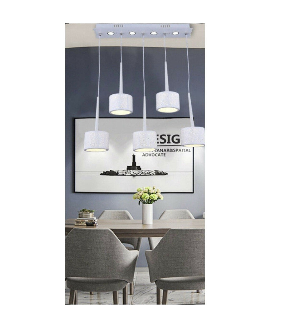 Lampadario Da Soffitto Sospensione Plafoniera Paralume Bianco 3 Accensioni B10         