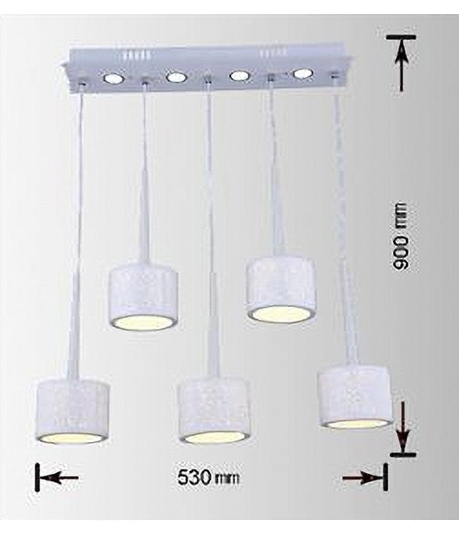 Lampadario Da Soffitto Sospensione Plafoniera Paralume Bianco 3 Accensioni B10         