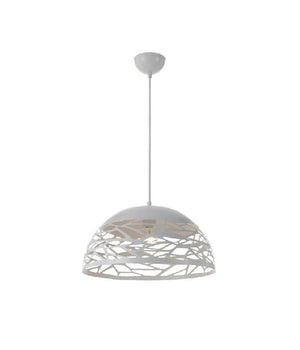 Lampadario Design Contemporaneo Paralume Metallo Traforato Sospensione E27 A37 Bianco         