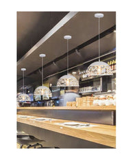 Lampadario Design Contemporaneo Paralume Metallo Traforato Sospensione E27 A37 Bianco         