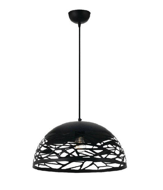 Lampadario Design Contemporaneo Paralume Metallo Traforato Sospensione E27 A37 Nero         