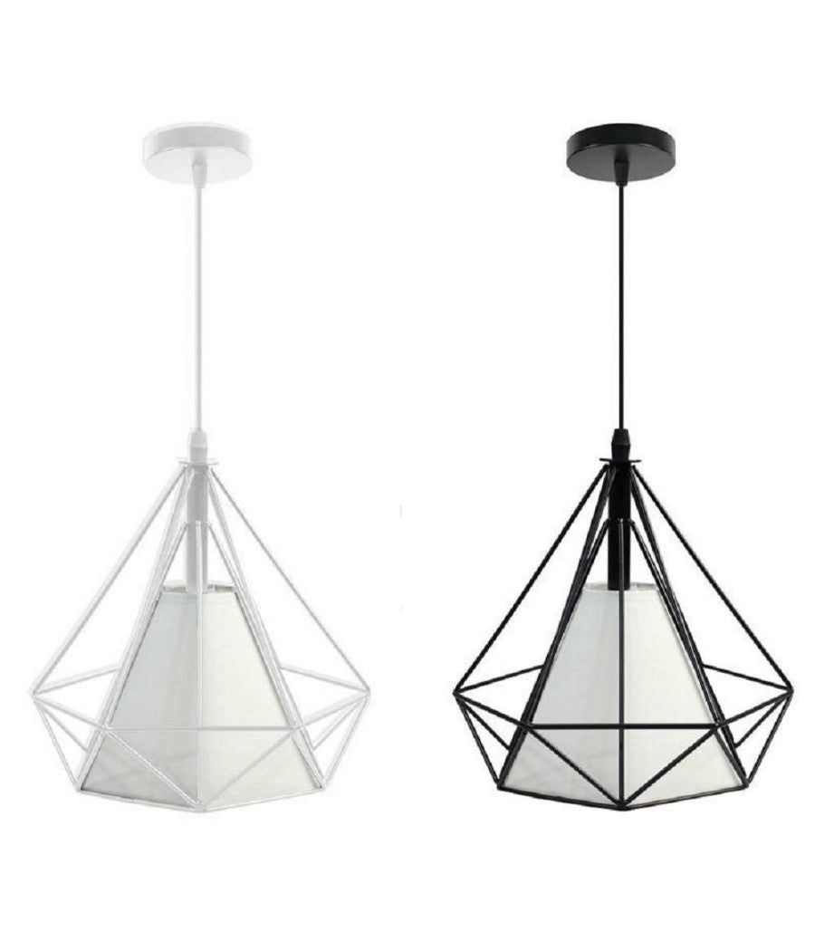 Lampadario Diamante Da Soffitto Sospeso Pendente Moderno Plafoniera E27 B20         