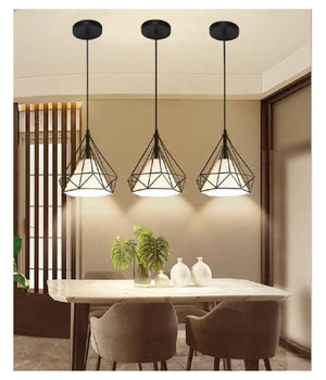 Lampadario Diamante Da Soffitto Sospeso Pendente Moderno Plafoniera E27 B20  Nero       