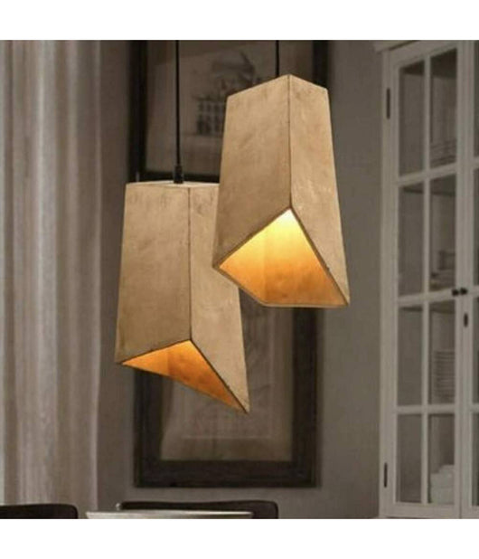 Trade Shop - Lampadario Effetto Cemento A Sospensione Pendente Moderno Con Portalampada E27 - Beige-bianco Freddo      -