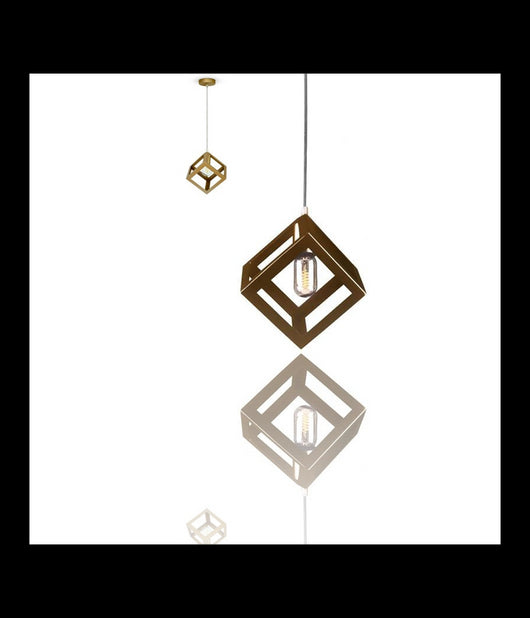 Lampadario Geometrico Quadrato Champagne Oro Lampada V3833 Sospensione Moderno         