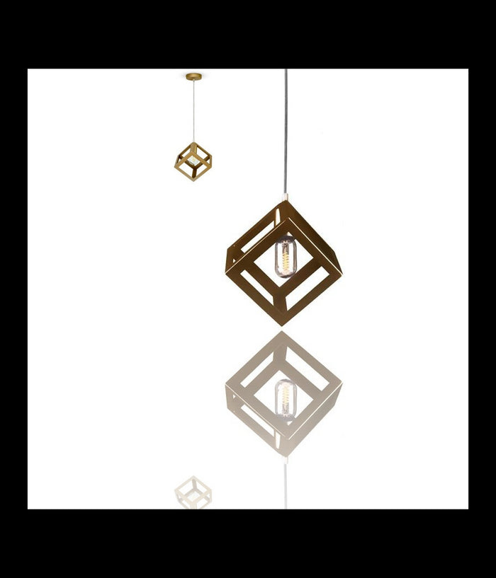 Lampadario Geometrico Quadrato Champagne Oro Lampada V3833 Sospensione Moderno         