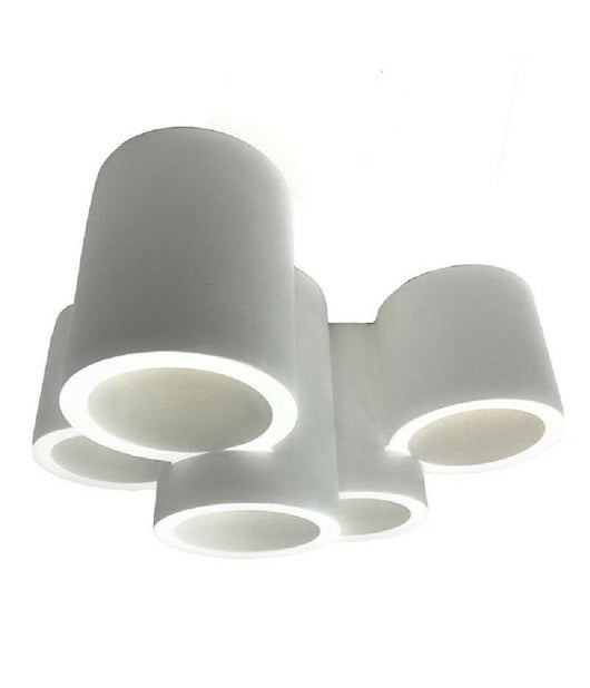 Lampadario In Gesso 5 Cilindri Verniciabile Soffitto Lampada Faretti Gu10 Gs-c07         