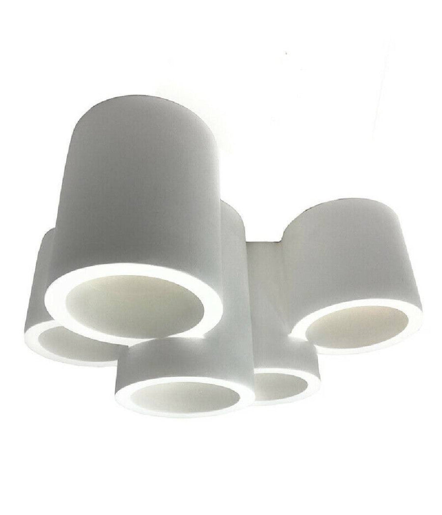 Lampadario In Gesso 5 Cilindri Verniciabile Soffitto Lampada Faretti Gu10 Gs-c07         