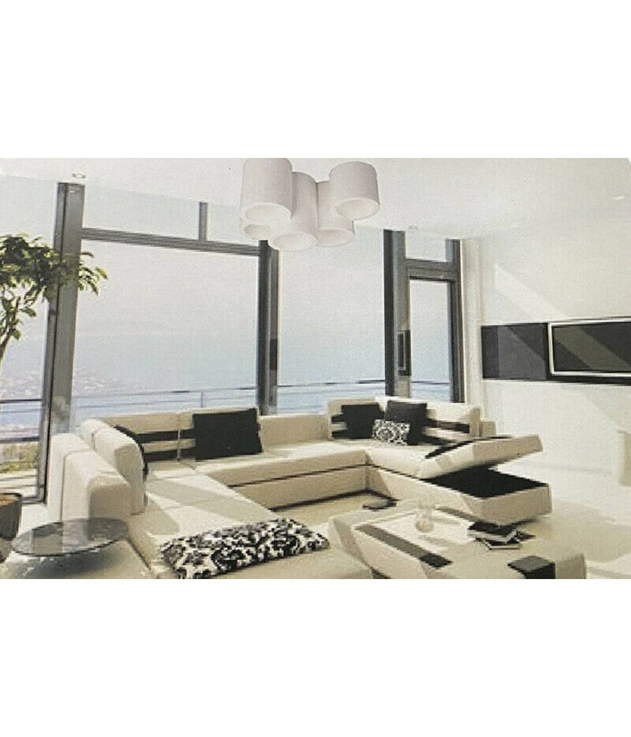 Lampadario In Gesso 5 Cilindri Verniciabile Soffitto Lampada Faretti Gu10 Gs-c07         