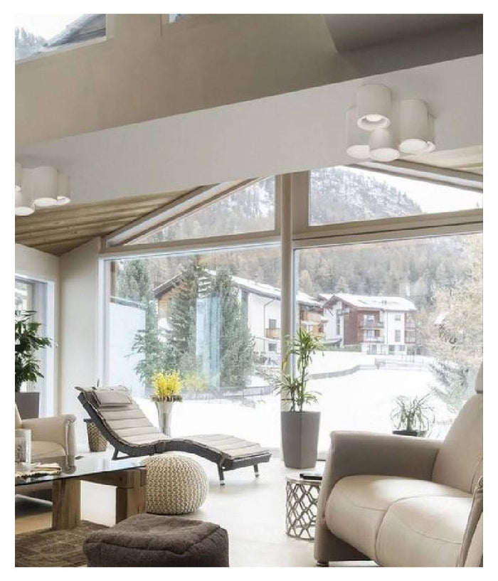 Lampadario In Gesso 5 Cilindri Verniciabile Soffitto Lampada Faretti Gu10 Gs-c07         