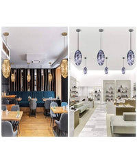 Lampadario In Vetro A Led Ovale Effetto Cielo Stellato 12w Luce Fredda Calda A46         