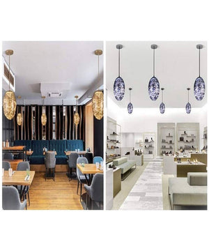 Lampadario In Vetro A Led Ovale Effetto Cielo Stellato 12w Luce Fredda Calda A46         