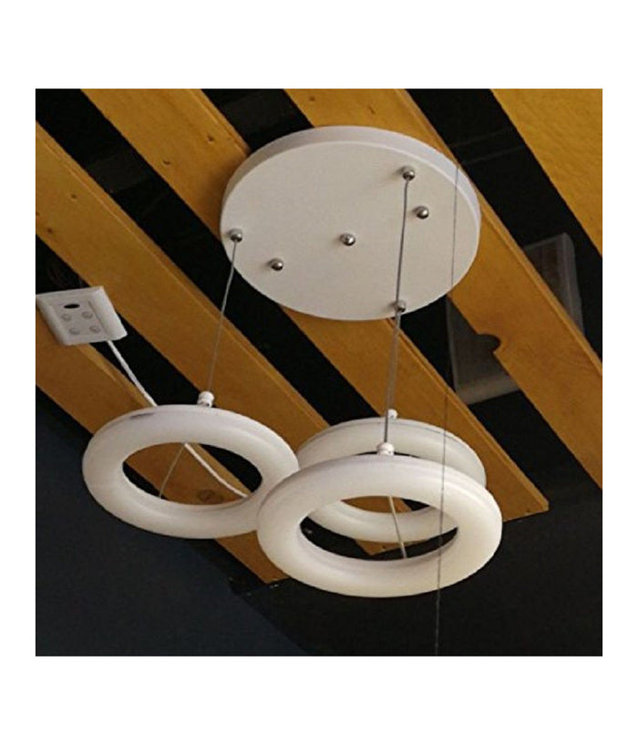 Lampadario Lampada 3 Anelli Luce Led Soffitto Sospensione Pendente Poliuretano         