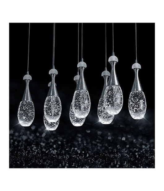 Lampadario Lampada 6 Pendenti Bollicine Acciaio Soffitto Luce Led Applique Design         