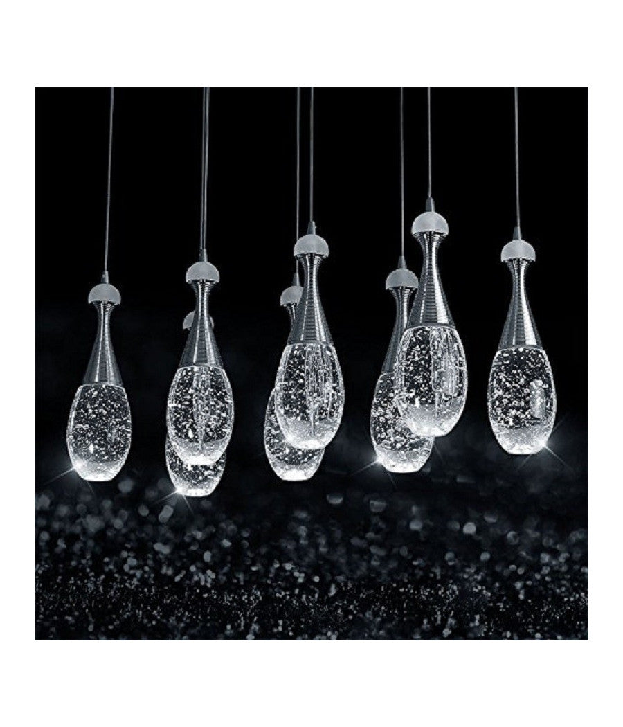 Lampadario Lampada 6 Pendenti Bollicine Acciaio Soffitto Luce Led Applique Design         